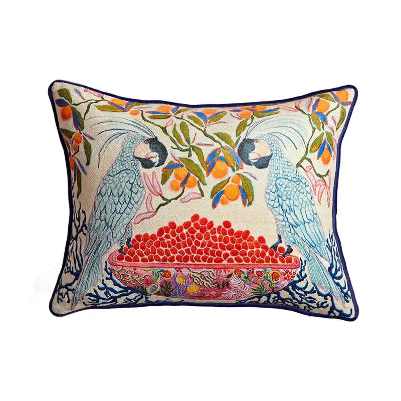 Beige egret bird pattern art pillow case for living room sofa