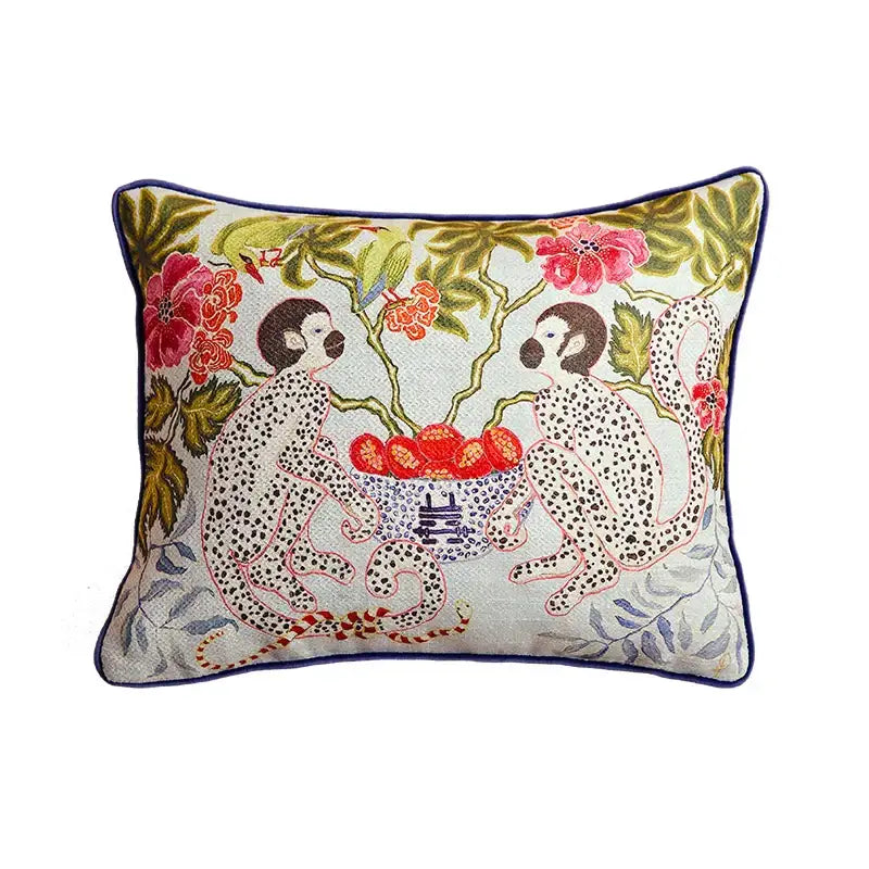 Beige egret bird pattern art pillow case for living room sofa