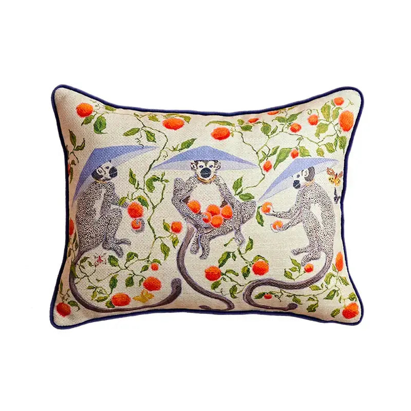 Beige egret bird pattern art pillow case for living room sofa