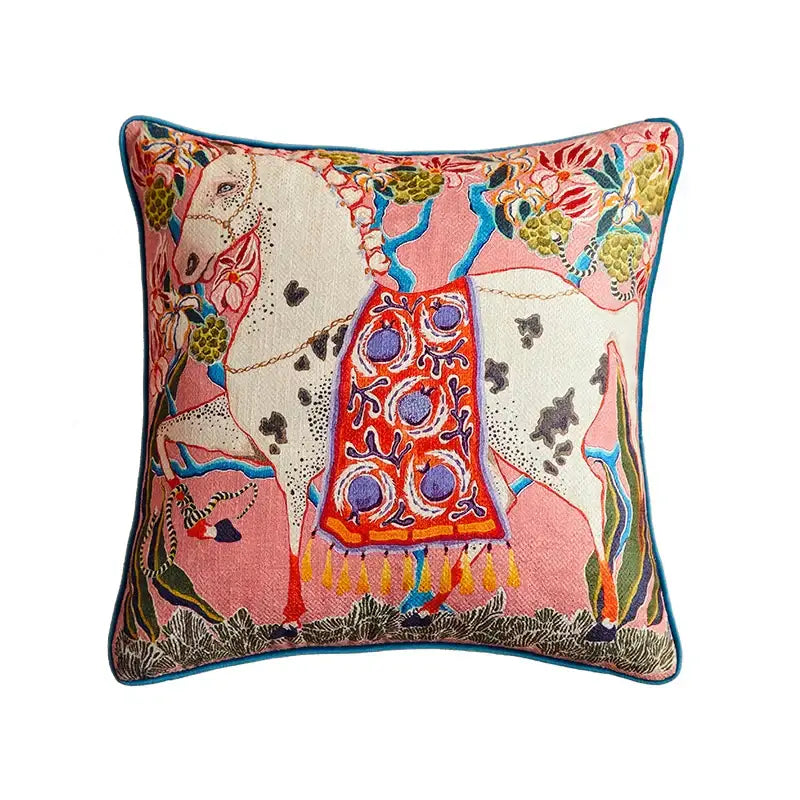 Beige egret bird pattern art pillow case for living room sofa