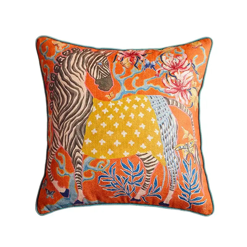 Beige egret bird pattern art pillow case for living room sofa