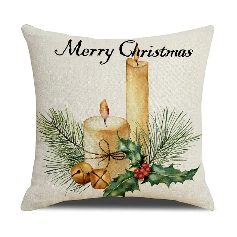 Beige embroidered cartoon birds christmas pillowcase living room decor
