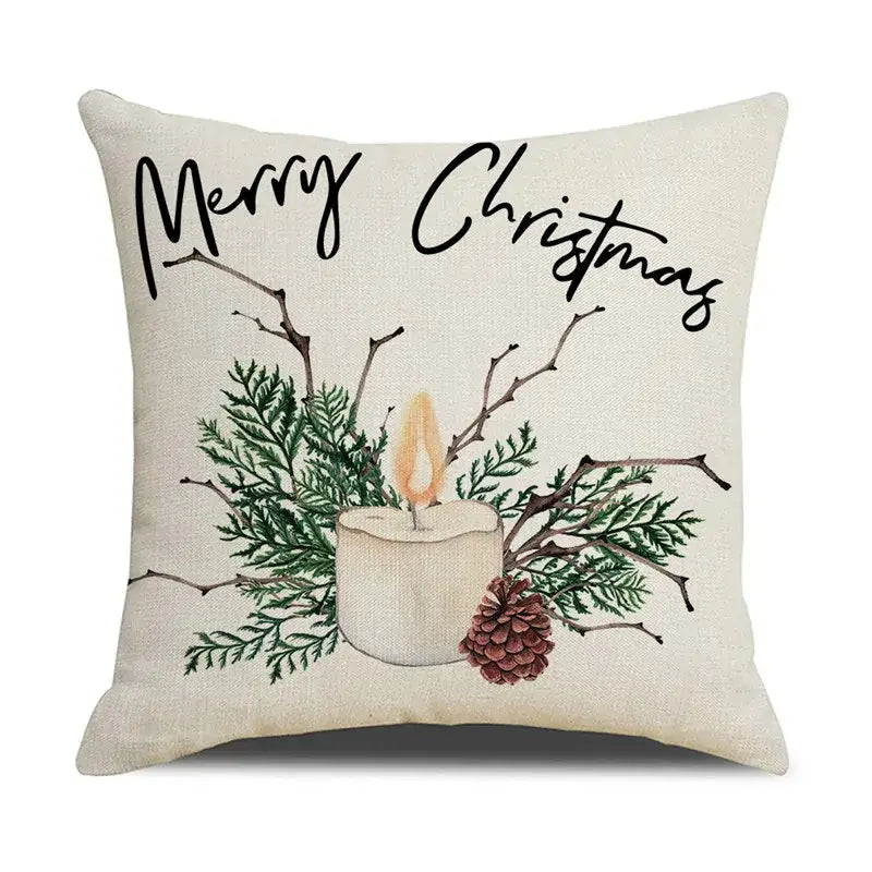 Beige embroidered cartoon birds christmas pillowcase living room decor