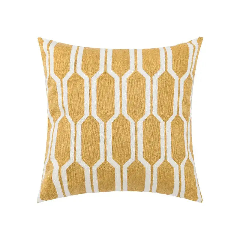 Beige embroidered daisy floral pillow cover bedroom decor