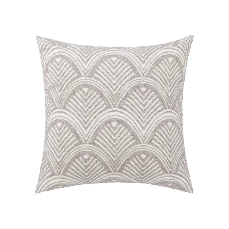 Beige embroidered daisy floral pillow cover bedroom decor