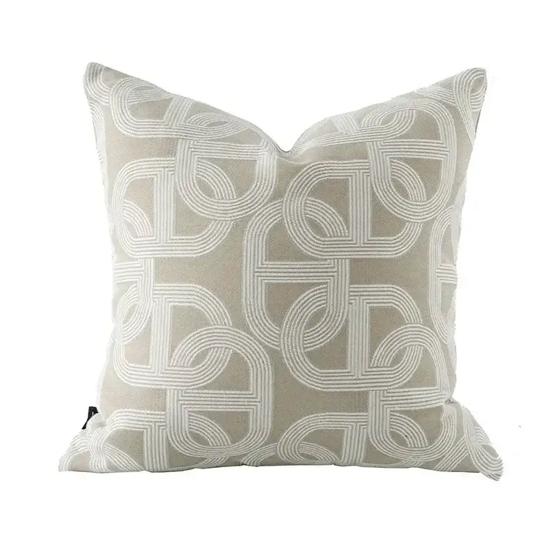 Beige geometric jacquard cushion cover living room pillow accent