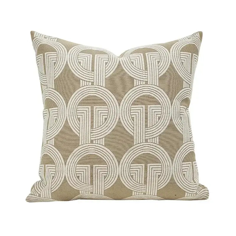 Beige geometric jacquard cushion cover living room pillow accent