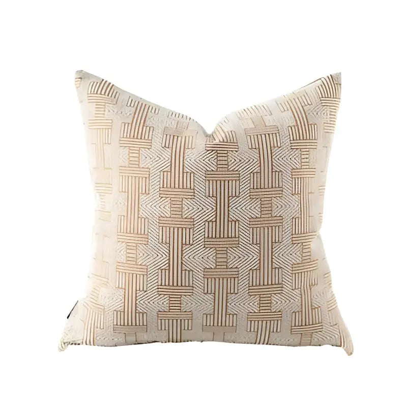 Beige geometric jacquard cushion cover living room pillow accent