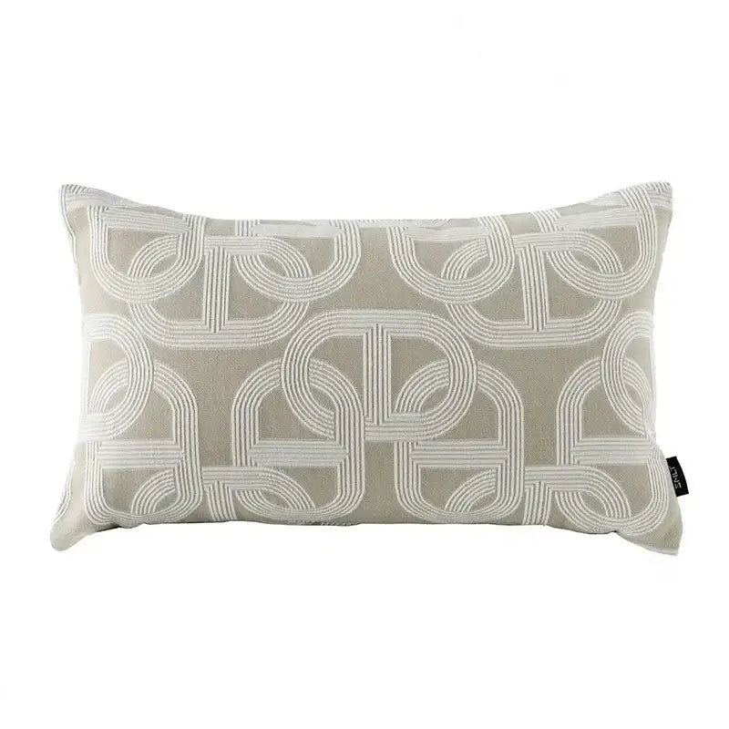 Beige geometric jacquard cushion cover living room pillow accent