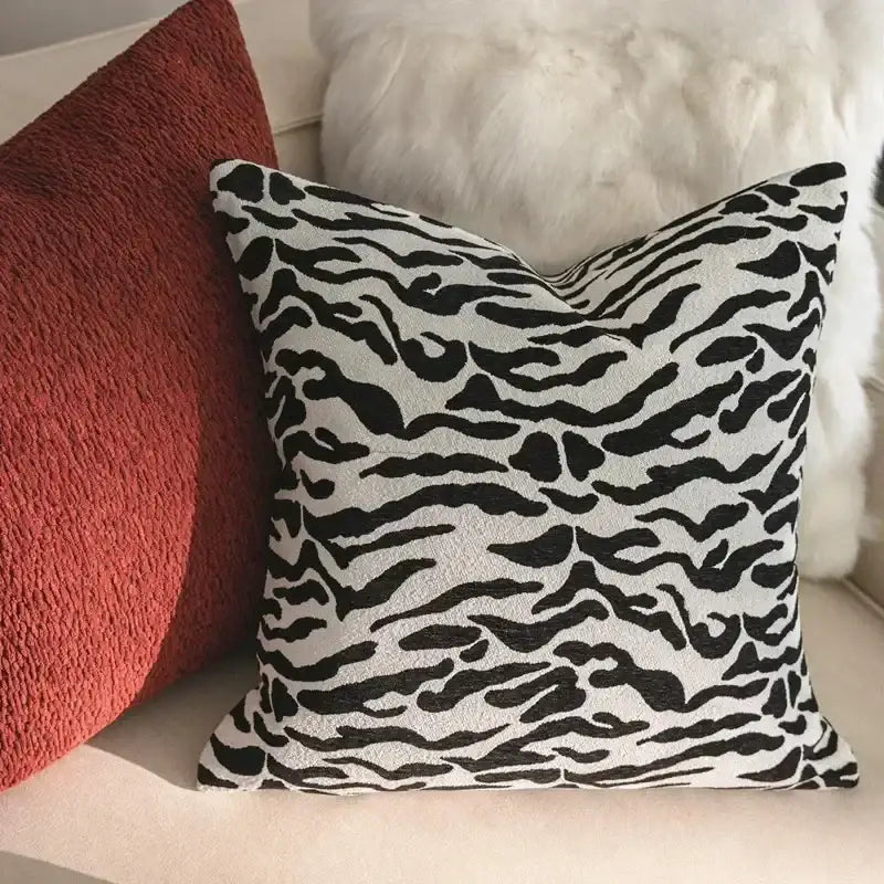 Beige geometric jacquard cushion cover living room pillow accent