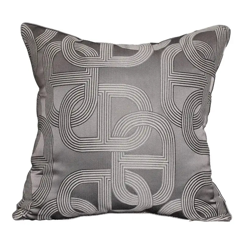 Beige geometric jacquard cushion cover living room pillow accent