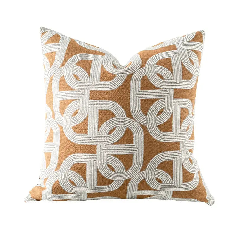 Beige geometric jacquard cushion cover living room pillow accent