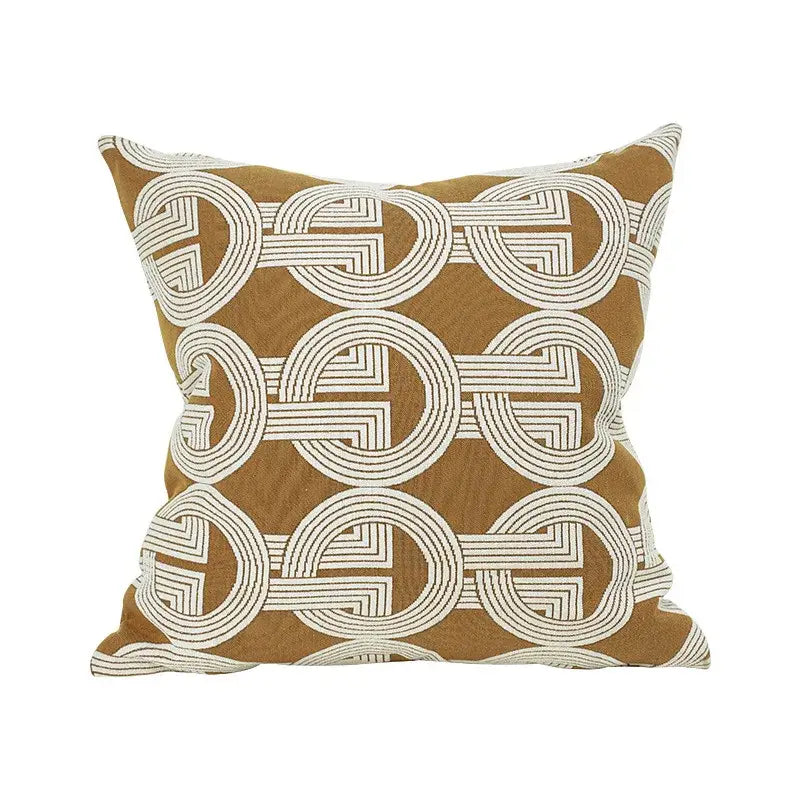 Beige geometric jacquard cushion cover living room pillow accent