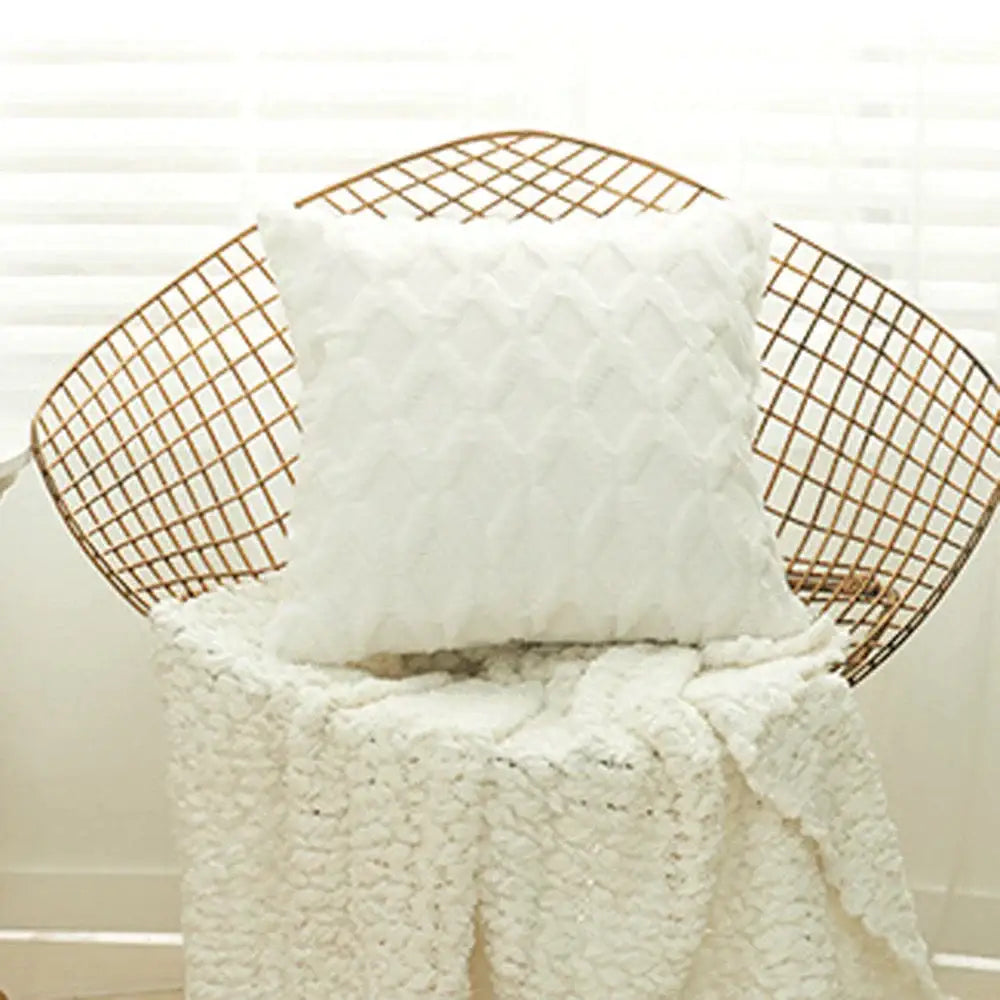 Beige & gray geometric diamond pattern cushion cover living room
