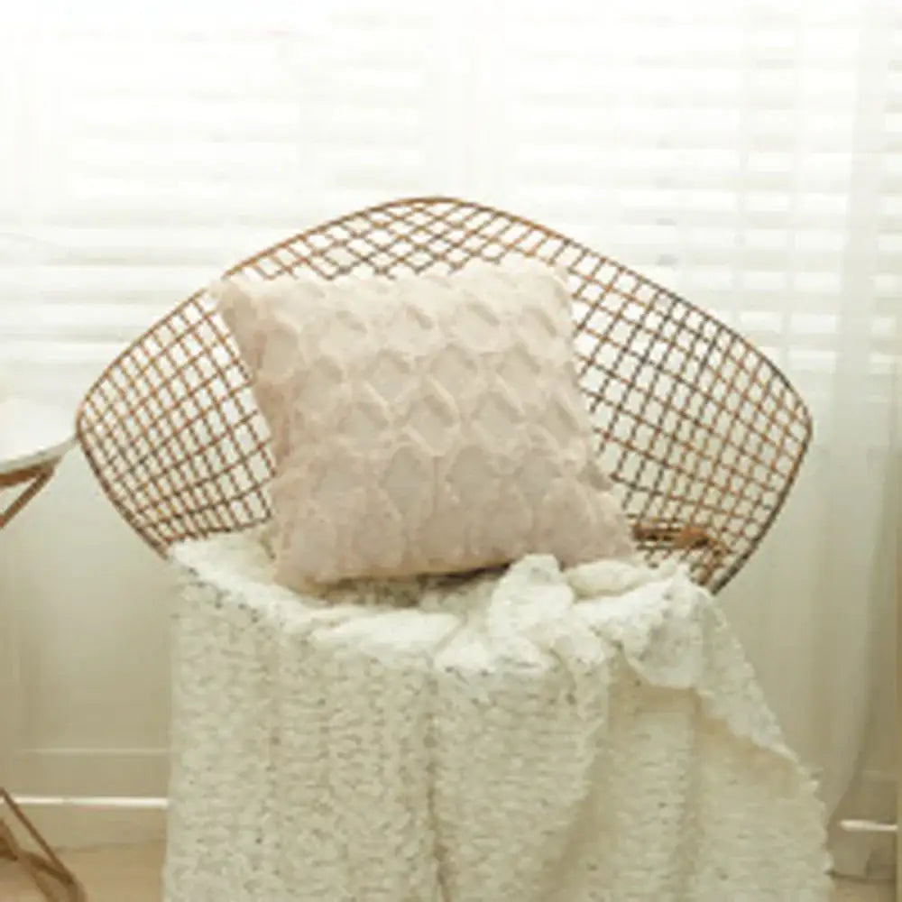 Beige & gray geometric diamond pattern cushion cover living room