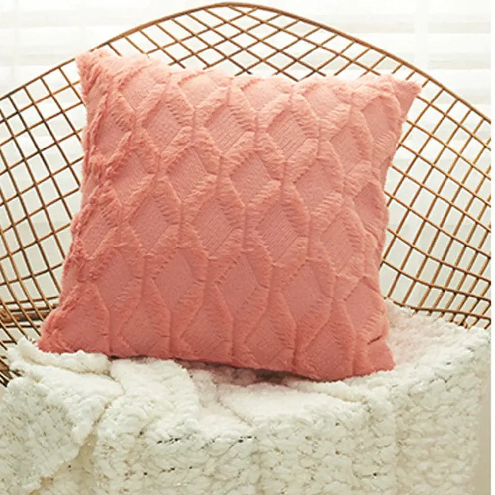 Beige & gray geometric diamond pattern cushion cover living room