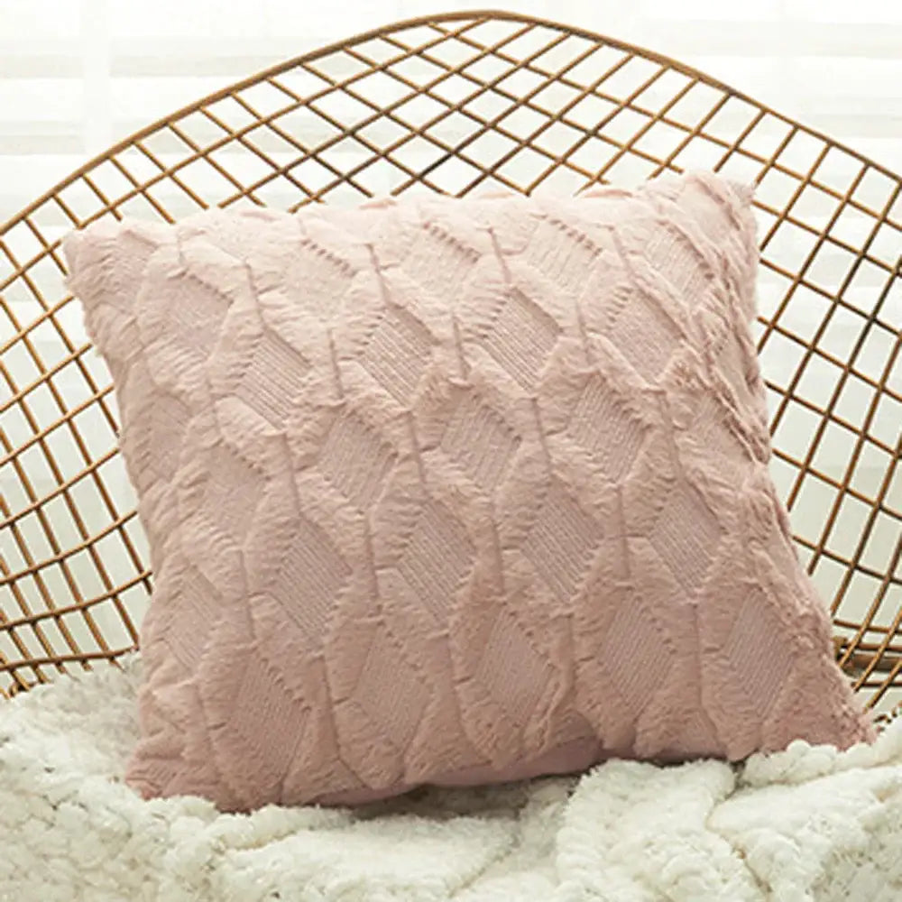Beige & gray geometric diamond pattern cushion cover living room