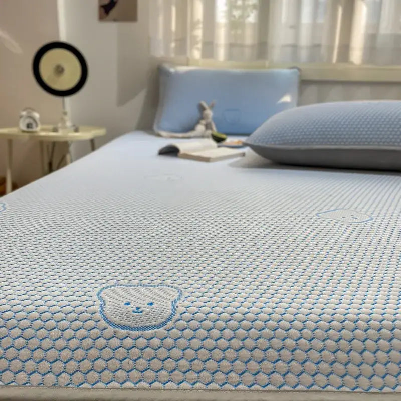 Beige honeycomb bear decorbites cooling ice bean sheet set bedroom