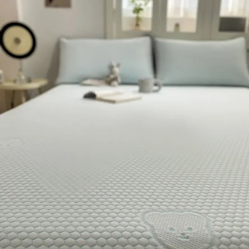 Beige honeycomb bear decorbites cooling ice bean sheet set bedroom