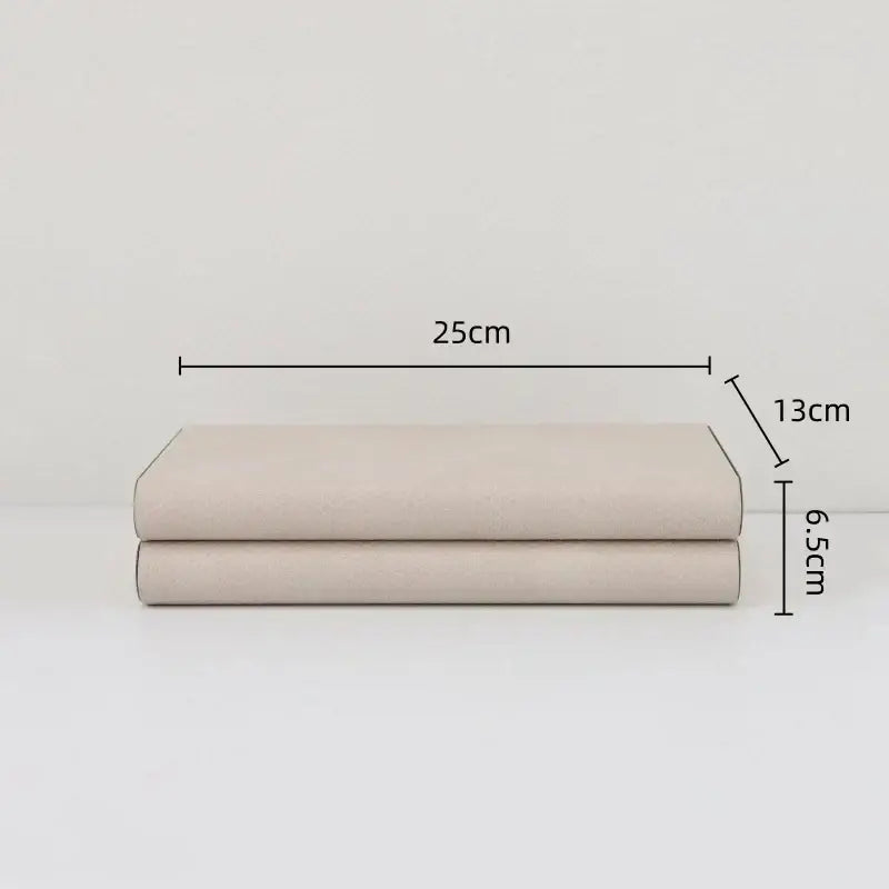 Beige leather jewelry box storage container bedroom silver hinges