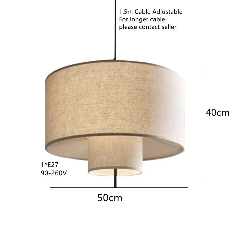 Beige linen bohemia fabric pendel lamp for office or living room
