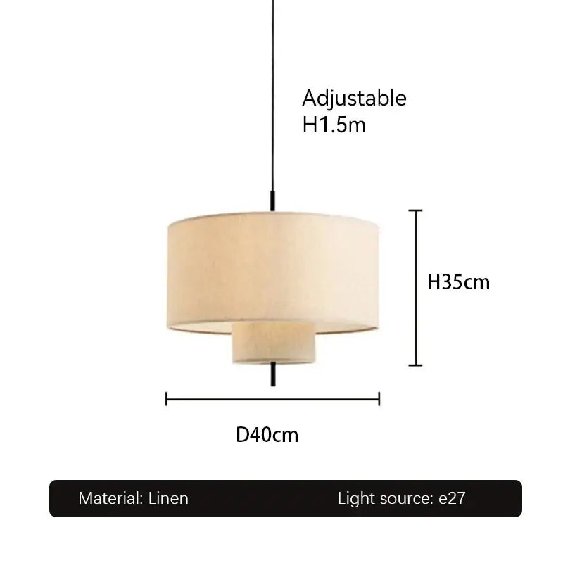 Beige linen handmade fabric chandelier dining room pendant light