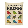 Beige live laugh love frogs tapestry wall hanging for bedroom