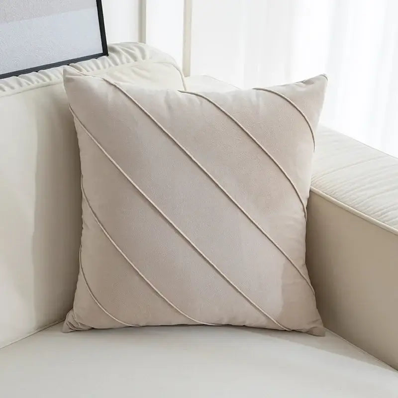 Beige & pink hand pleat embroidered cushions living room velvet pillow