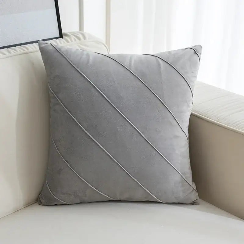 Beige & pink hand pleat embroidered cushions living room velvet pillow