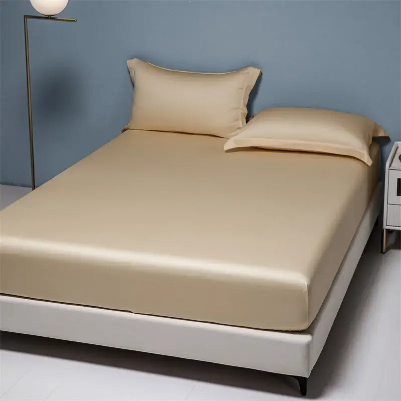 Beige satin 1000tc egyptian cotton fitted sheet bedroom set
