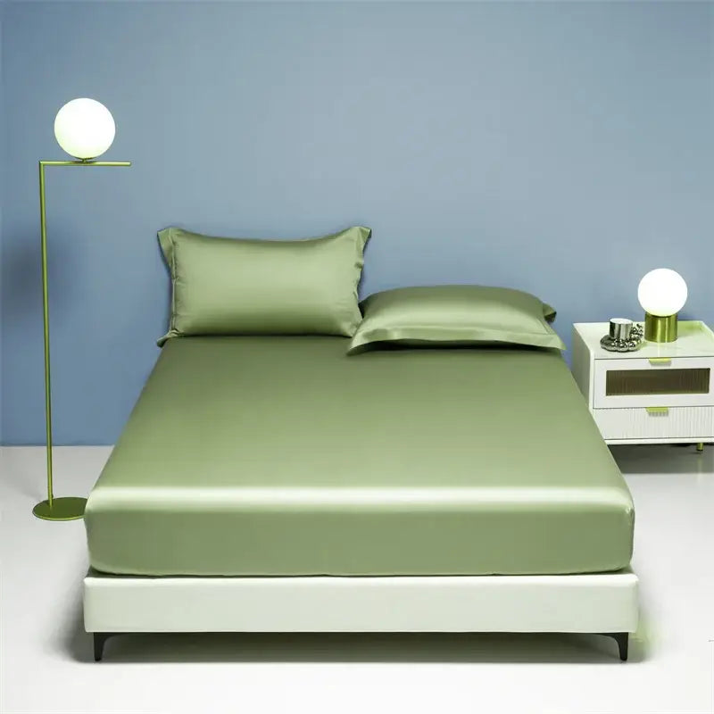 Beige satin 1000tc egyptian cotton fitted sheet bedroom set
