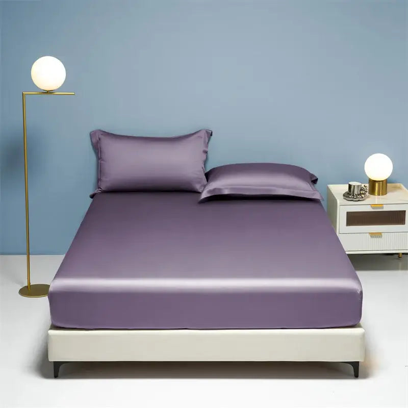 Beige satin 1000tc egyptian cotton fitted sheet bedroom set