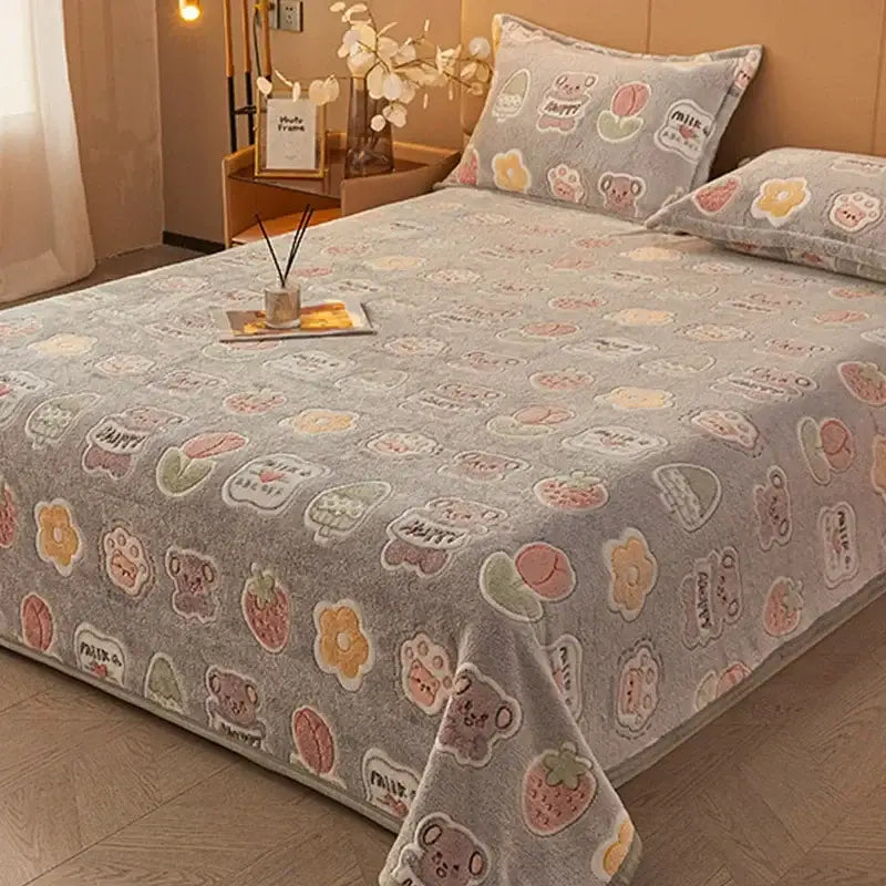 Beige space astronaut cartoon flannel blanket bedroom sofa cover