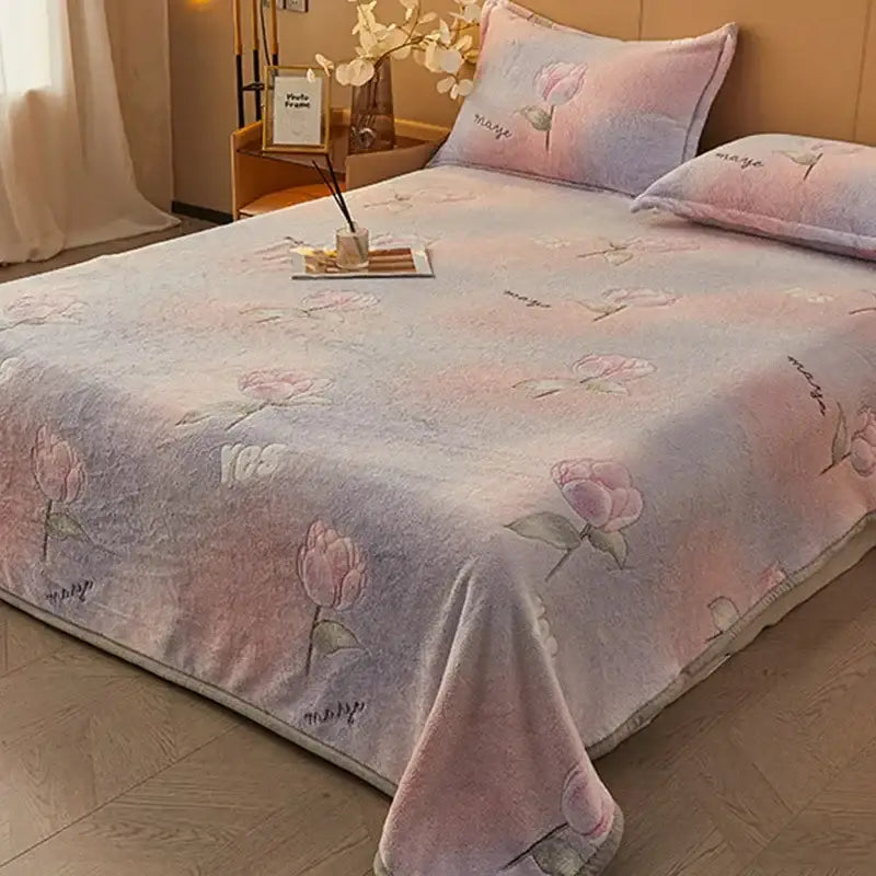 Beige space astronaut cartoon flannel blanket bedroom sofa cover