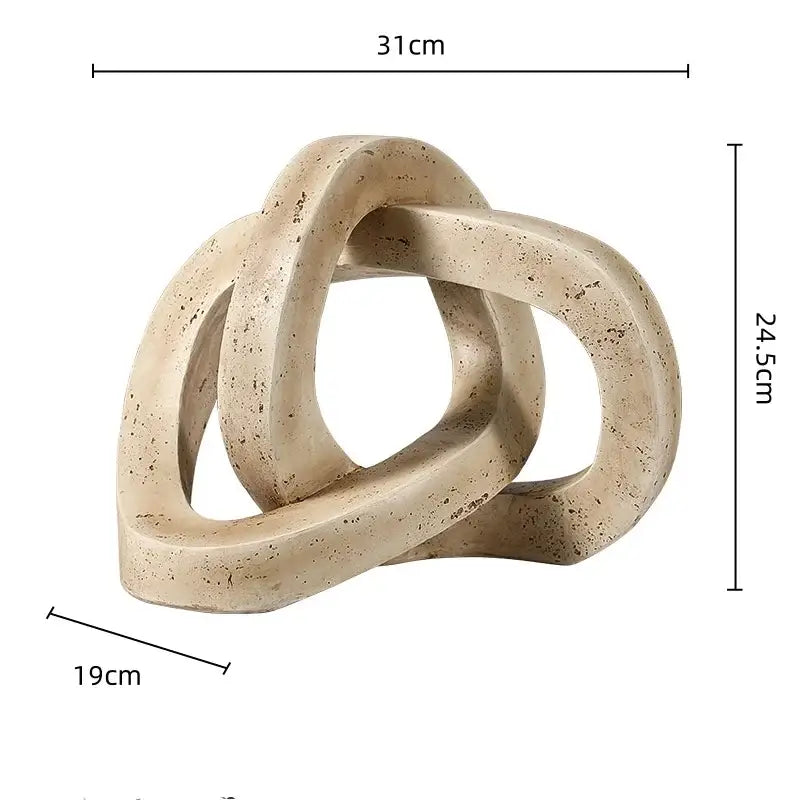 Beige speckled geometric interlocking loop knot living room sculpture