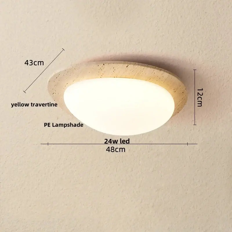 Beige speckled stone led ceiling light bedroom oval pe shade