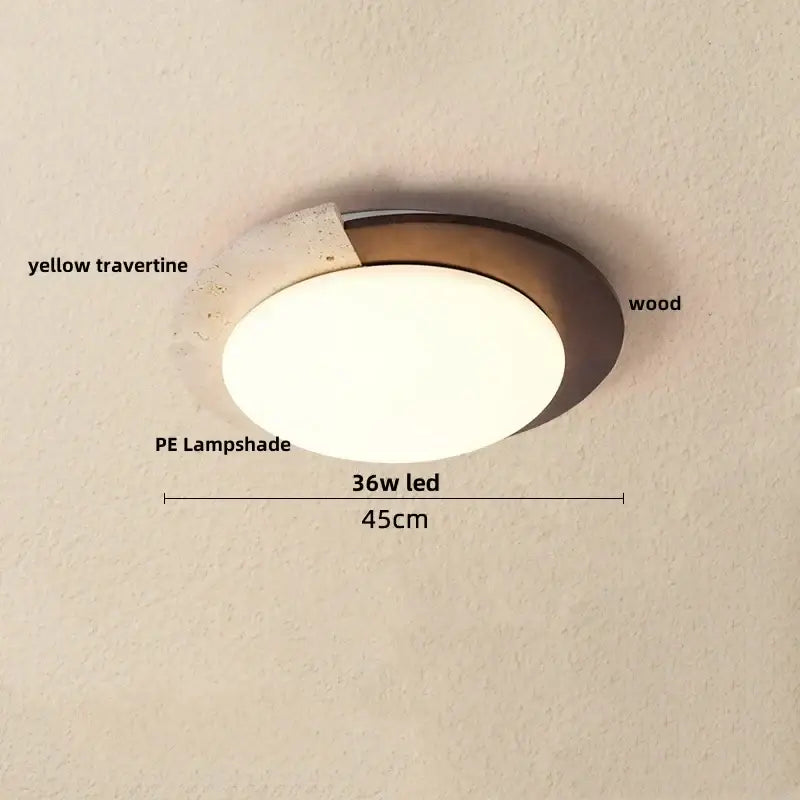 Beige speckled stone led ceiling light bedroom oval pe shade