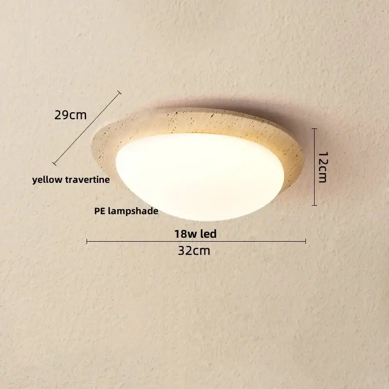 Beige speckled stone led ceiling light bedroom oval pe shade