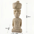 Beige stone easter island moai pukao statue living room decor