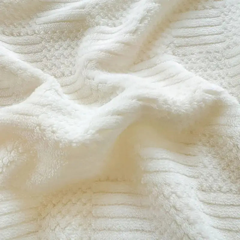 Beige textured cozy lamb wool blanket – living room sherpa throw