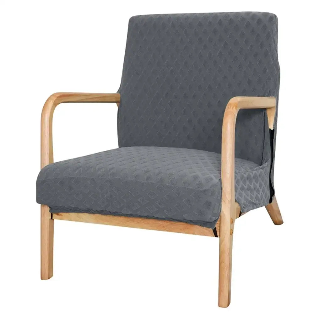 Beige textured jacquard elastic seat covers dining room chair decor