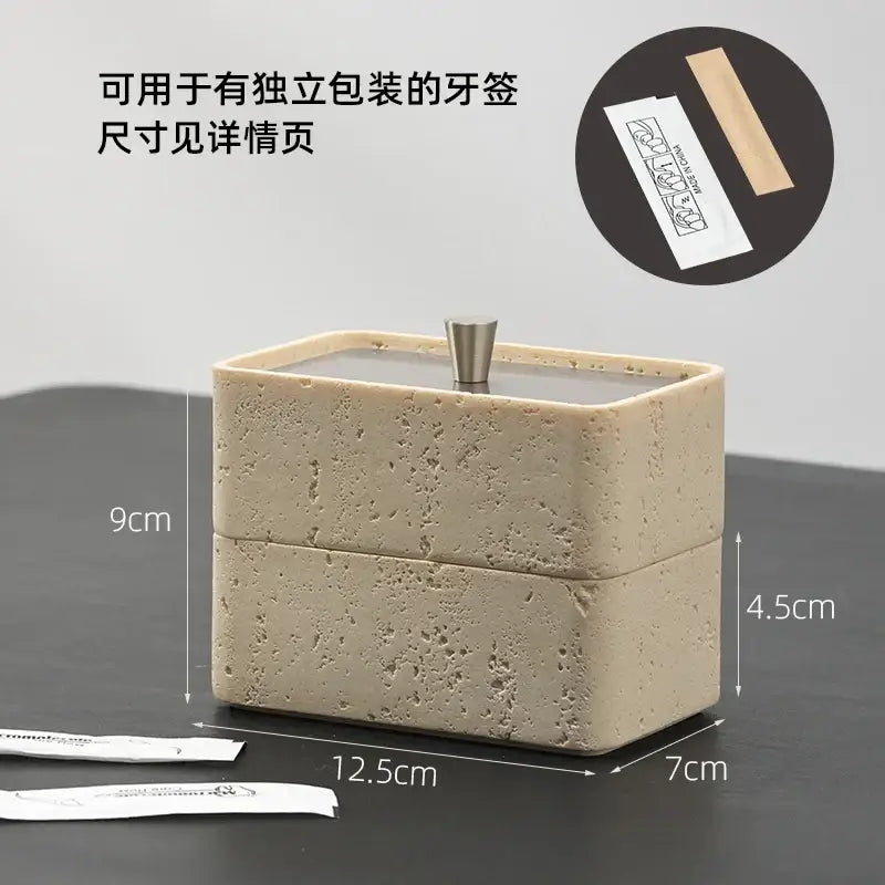 Beige textured natural stone double decker jewelry organizer bathroom