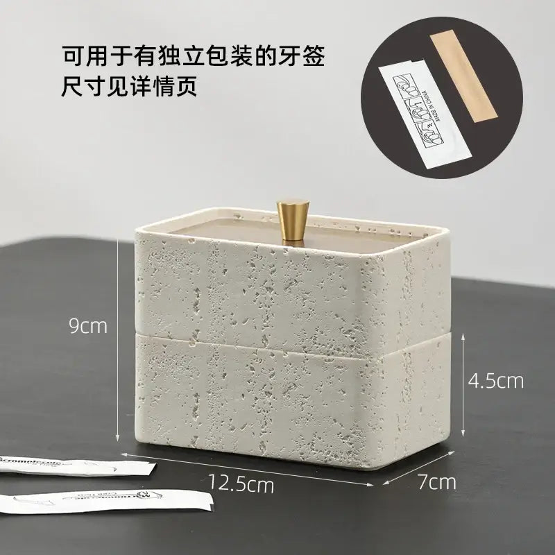 Beige textured natural stone double decker jewelry organizer bathroom
