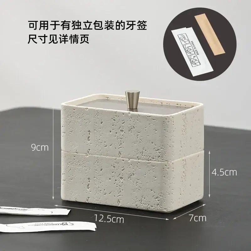 Beige textured natural stone double decker jewelry organizer bathroom