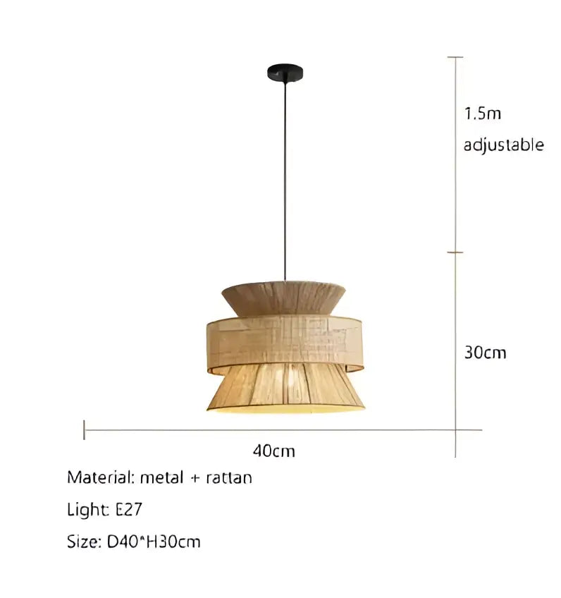 Beige tiered handmade hemp rope pendant light dining room