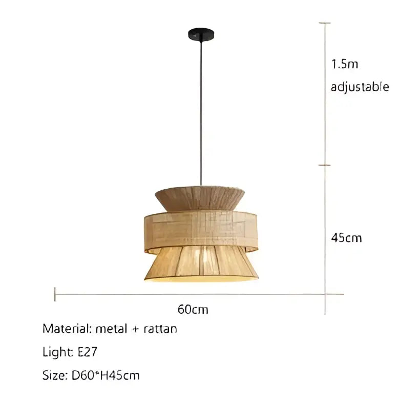 Beige tiered handmade hemp rope pendant light dining room