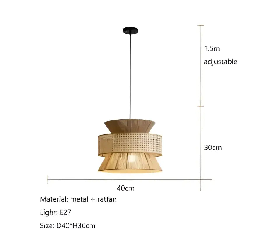Beige tiered handmade hemp rope pendant light dining room
