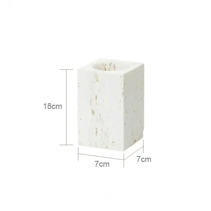 Beige travertine marble bathroom set with chrome pump dispensers