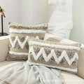 Beige & white diamond tufted zigzag cushion cover living room decor