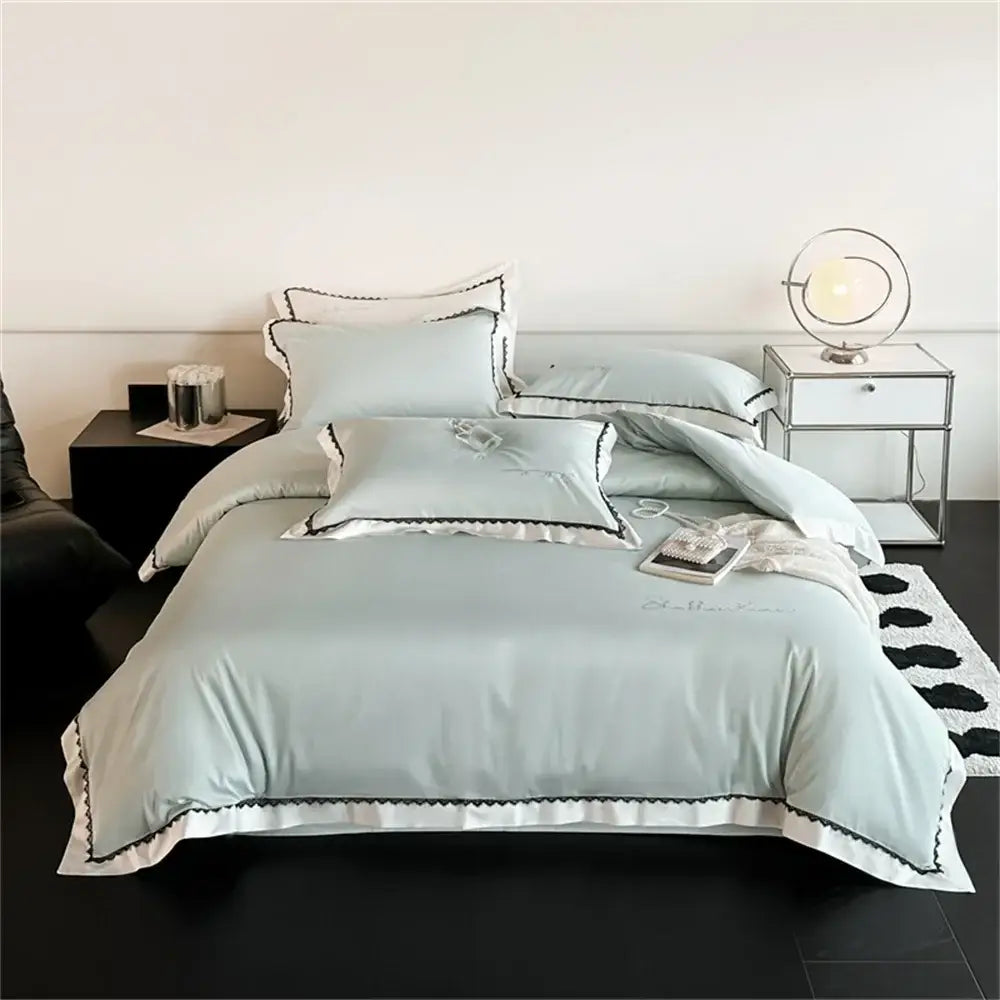 Beige & white hot diamond lace bedding set bedroom duvet cover
